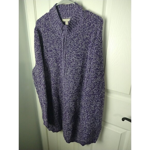 Woman Within26/28 Sweater Purple White Marbled Full Zip LS Casual Comfort Pocket - Picture 2 of 11